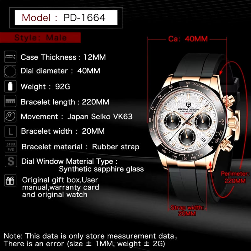 40Mm New V2  Men'S Quartz Watches Sapphire Retro Chronograph Stainless Steel Waterproof Watch Men Relogio Masculino