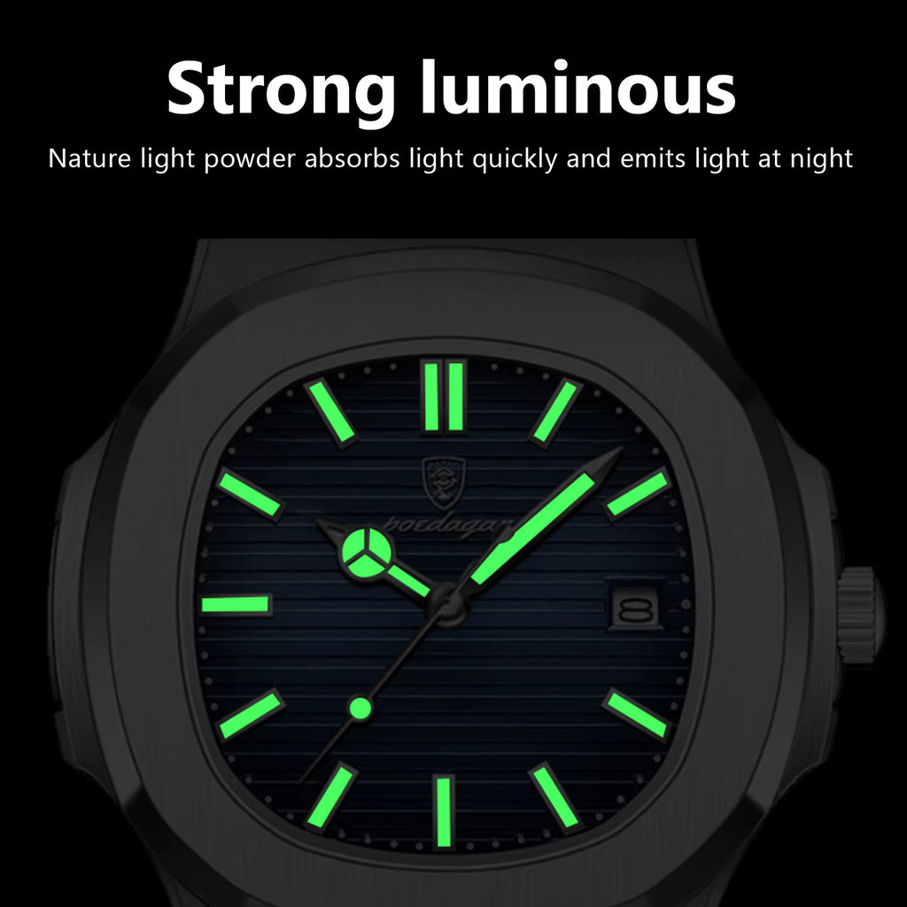 Casual Square Men'S Watch Waterproof Date Luminous Leather Man Quartz Watch High Quality Luxury Fashion Watches for Men